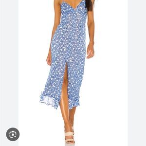 MAJORELLE Blue Ditsy Floral Midi Dress